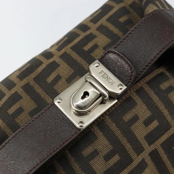FENDI Zucca Canvas Hand Bag Black Brown Auth 145200 - Picture 9 of 16